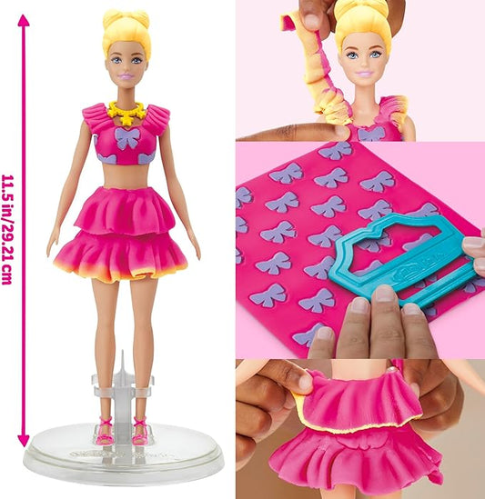 Play-Doh Barbie Ruffles and Bows Set, Make Doll Clothes with Modeling Compound & 9 Fashion Accessories, Arts & Crafts for Girls & Boys, Kids, 5+