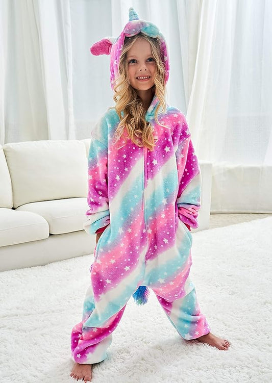 Unicorn Hooded Onesie Girls Halloween One Piece Kids Costume