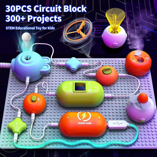 STEM Science Kit for Kids - Electronics Exploration Educational Toy, 31 Circuit Parts & 300+ Projects, No Soldering Needed, Toddler Coding Experiment Gifts for Boys Girls Ages 3-12