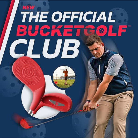 Official BucketGolf Club - Backyard Outdoor Golf Club with Oversize Club Head to Play BucketGolf, Hit Plastic Or Foam Golf Balls in Grass, Parks, Yards