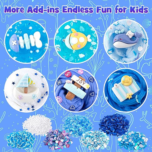 6 Pack Slimes, Blue Slime Kit, Butter Cloud Slime for Boys Girls Ages 8-12,Toys for Girls and Boys, Slime Party Favors Goodie Bag Stuffers, 4 5 6 7 8 9 10 Year Old Girl Birthday Gift Cute Stuff