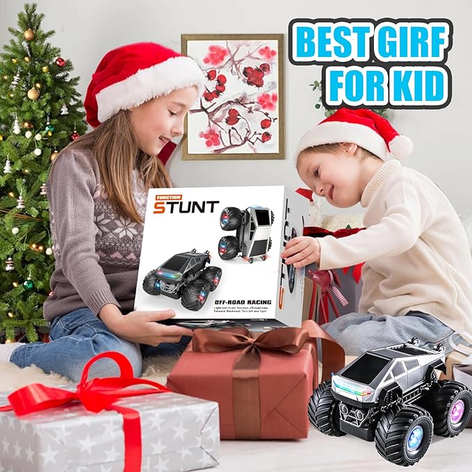 Remote Control Car, 4WD 25 KPH High Speed All Terrain RC Truck, 2.4GHz Remote Control Pick-up Truck with 2 Rechargeable Batteries, 1:24 Scale Hobby Monster Car Toys for 6+ Years