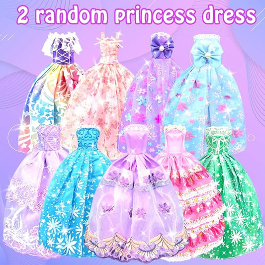 Doll Clothes and Accessories for 11.5 Inch Doll Dress up Set with Princess Gowns Fashion Dresses Outfits Tops and Pants Bags Gift Toys for Girls 4 5 6 7 8 9 10 Years Christmas Birthday