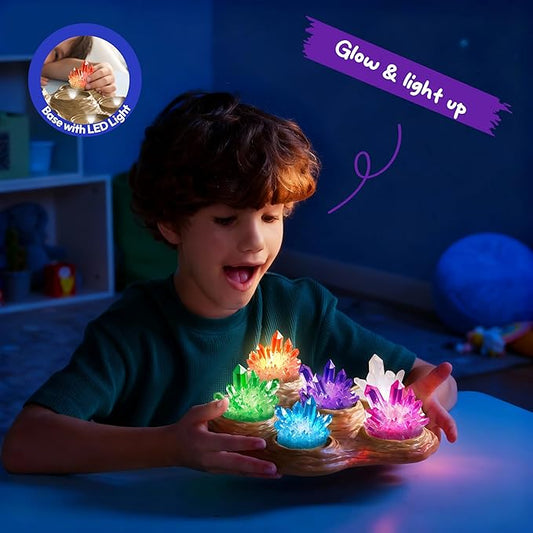 Klever Kits Crystal Growing Lab- 7 Color Crystal Growing Kit with Light-Up Base, Educational Toys Birthday Gift for Boys and Girls, Science Kits for Kids Ages 8-12 by Jova