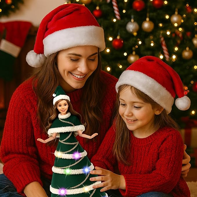 11.5-Inch Doll Clothes Christmas Light-Up Dress with Colorful LED Lights – 3 Flash Modes (Slow, Fast, Steady On) – Holiday Outfit Gift for Girls (Christmas Outfits) Clothes