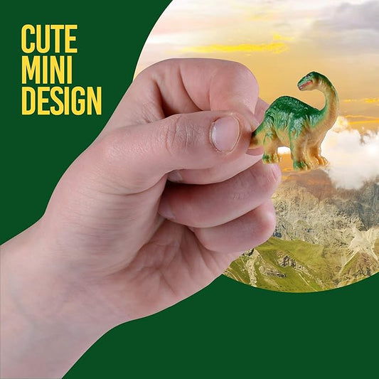 PREXTEX Mini Dinosaur Figures Toys Box (12 Count) | Best for Party Favors Easter Eggs Filler Plastic Small Cupcake/Cake Toppers