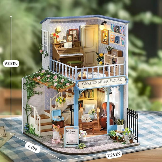 Miniature House Kit, Dollhouse Kit, Miniature Kit, DIY Mini House Building Kit for Adult, Garden Music House