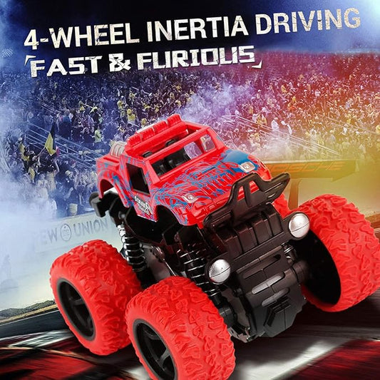 Monster Truck Toys - Friction Powered Toy Cars Push and Go Vehicles for Toddlers Kids Best Christmas Birthday Party Gift for Boys Girls Aged 3 and Above 4-Pack
