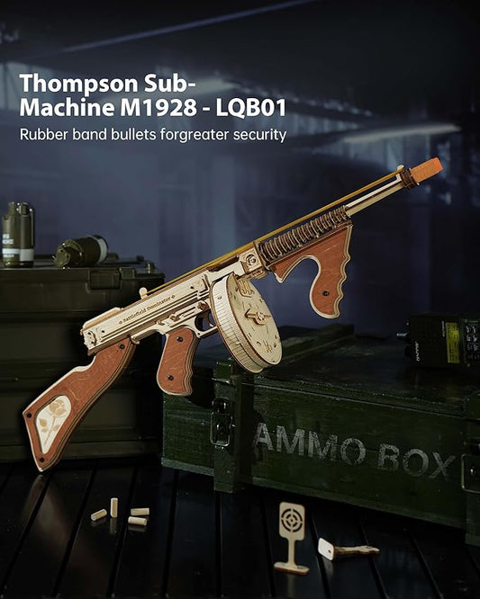 Rowood 3D Puzzles for Adults,Rubber Band Tommy Toy Wooden Model Kit,3D Wooden Puzzles Gift Craft for Men,DIY Wooden Building Kits,Unique Gifts for Adults