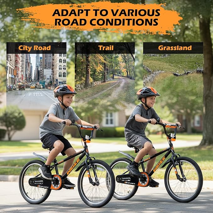 WEIZE Kids Bikes,16 20 Inch Boy's Bike for Kids,BMX Style Bicycle for Boys Girls Ages 4-12 Years Old,Kids Bicycle with Adjustable Seat,Training Wheels,Front and Rear Fender,Multiple Color Options
