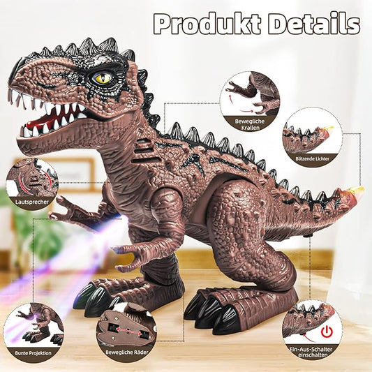Doloowee 3 Pack Walking Dinosaur Toy for Kids 3-5/5-7 Years,Simulation Tyrannosaurus & Stegosaurus & Brachiosaurus,Electric Robot Dinosaur with LED Lights & Sounds,Dinosaur Toys for Boys and Girls