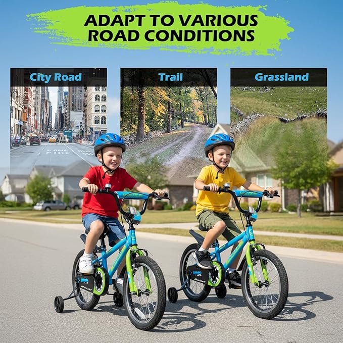 WEIZE Kids Bikes,16 20 Inch Boy's Bike for Kids,BMX Style Bicycle for Boys Girls Ages 4-12 Years Old,Kids Bicycle with Adjustable Seat,Training Wheels,Front and Rear Fender,Multiple Color Options