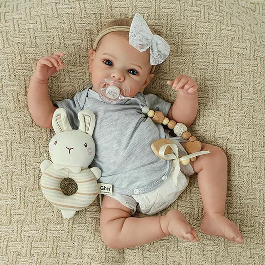 WOOROY Realistic Reborn Baby Dolls - 20 Inch Lifelike Silicone Baby Girl with Full Vinyl Body, Real Life Newborn Baby Doll Gifts Toy with Accessories for Kids 3+