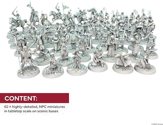 Dungeons & Lasers Townsfolk DND Miniatures Set - with 62 NPC Figures for D&D and 5E Compatible RPG Games - 28MM Size, Unpainted, Unassembled - for 14 Years +