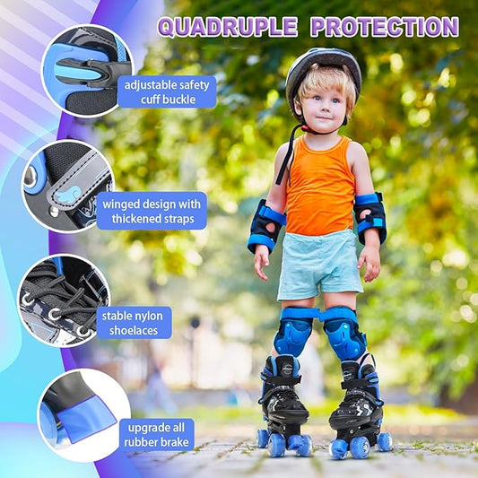 Star Wing Roller Skates for Toddlers & Kids - 4 Size Adjustable Light Up Patines para Niñas, Battery-Free All Illuminating Wheels, Ideal Gift for Girls and Boys Ages 3-12