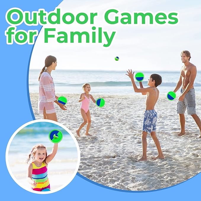 Kids Toys - Outdoor Games for Kids, Toss and Catch Ball Set with 6 Paddles 3 Balls, Gifts for 3 4 5 6 7 8+ Year Old Boys Girls Christmas Birthday, Perfect for Backyard, Parties, Camping, Family