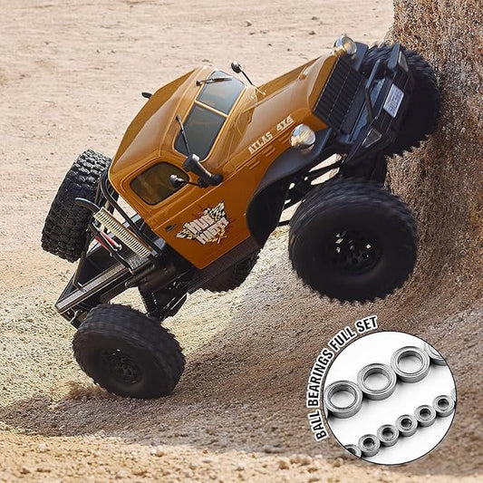 BEEZRC RocHobby 1/10 Scale Atlas 4WD 2.4GHz RC Crawler Offroad Truck Hobby Grade Remote Control Car with Vehicle Transmitter for Adults (Yellow)