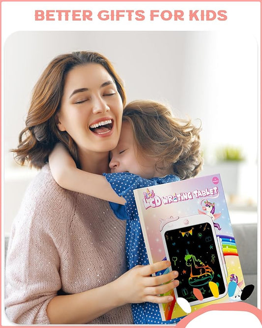 bravokids 10inch LCD Writing Tablet for Kids, Colorful Toddlers Toys Drawing Board, Educational GirlsToys, Unicorn Doodle Board Toys for 2 3 4 5 6 7 8 Year Old, Boys Birthday Christmas Gifts