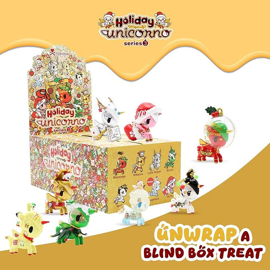 Tokidoki - Holiday Unicorno Series 3 Blind Box – Collectible Mystery Figure – Cute Miniatures – Surprise Gift for Kids & Collectors – Random Unicorn Collectibles - 8 Pack