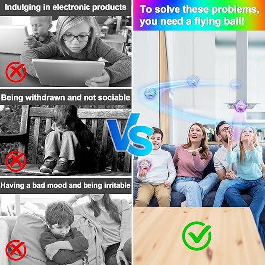 Flying Orb Ball Toy,2025 Upgraded Parachute LED,Magic Hand Controlled Galaxy Hover Ball,Cosmic Globe Boomerang,Cool Christmas Birthday Gift for 6 7 8 9 10+ Year Old Boys Girls-Blue & Purple