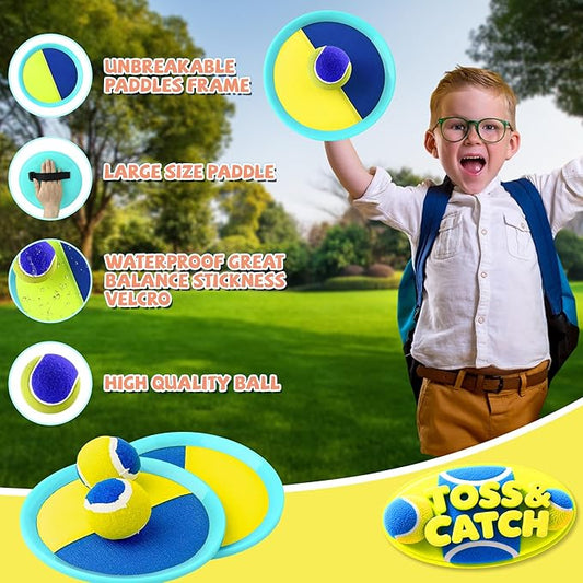 Toss and Catch Ball Set Beach Toys for Kids Outdoor Toys and Yard Games for Boys and Girls Improves Focus Great for Exercise Fun Easter Christmas Birthday Gift Idea - 8 inch