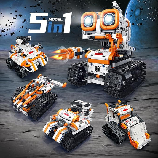 5 in 1 STEM Robotics Building Kit, 560 PCS APP/Remote Control Robot Toy Building Block Sets, Compatible with Lego Robot Control & Programming, Coding Robotic Toys Birthday Great Gifts for Boys 8-14