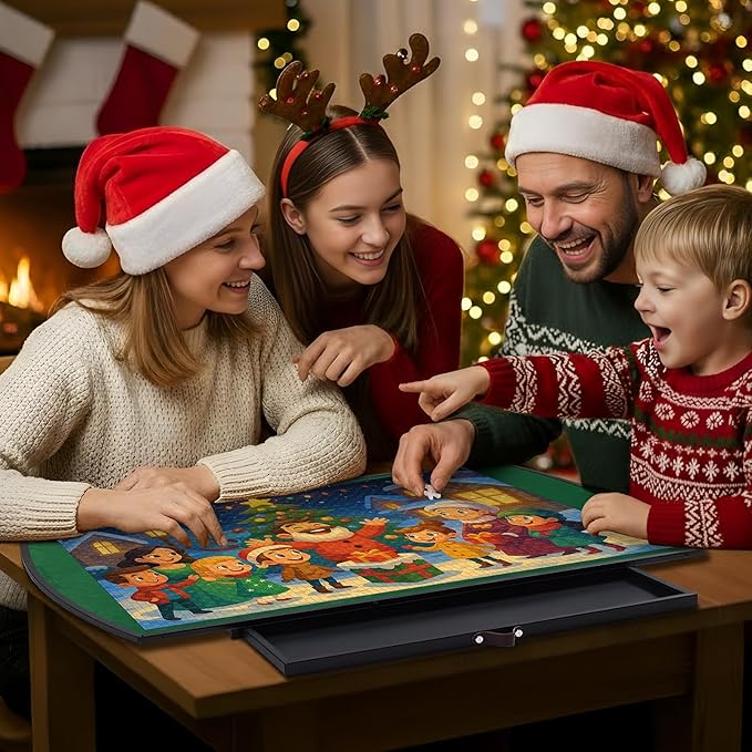 1500 Piece Rotating Puzzle Board with Drawers & Cover,34" x 25",Metal Jigsaw Puzzle Board 360° Spinning Portable Puzzle Table-No Assembly,Birthday Gifts for Mom