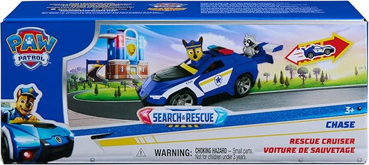 Paw Patrol: Search & Rescue, Chase Rescue Cruiser Vehicle with 2 Figures, Police Car Toy with Pull-Back Action, Kids Toys for Boys & Girls Ages 3+