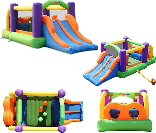 Bounceland Pro Racer Obstacle Bounce House with Dual Slides, Bounce, Climb, Slide All in One, UL 1 HP Blower Included, 19 ft x 9 ft x 7 ft H, Great for Big Party, Fun Racing Game in Teams