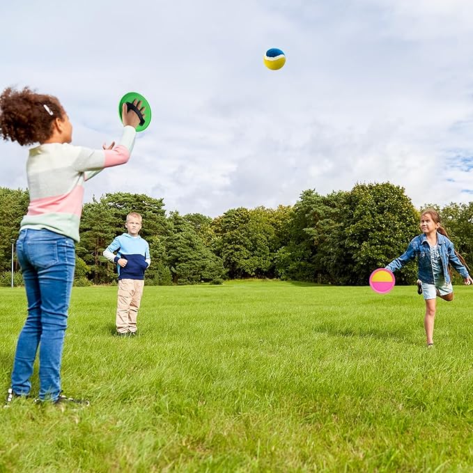 Toss and Catch Ball Set for Girls – 6 Paddles 3 Balls Pink Outdoor Game for Kids Ages 3-10, Birthday Gift, Christmas Toys, Holiday Present, Party Favor, Backyard Indoor Toy