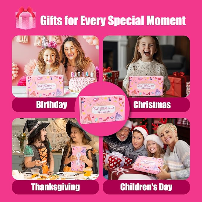 80 PCS Doll Clothes and Accessories 5 Wedding Gowns 9 Fashion Dresses 3 Tops 3 Pants 1 Evening Dresses 2 Swimsuits Bikini 20 Hangers 18 Shoes and 22 Accessories Toys for 11.5 inch Doll