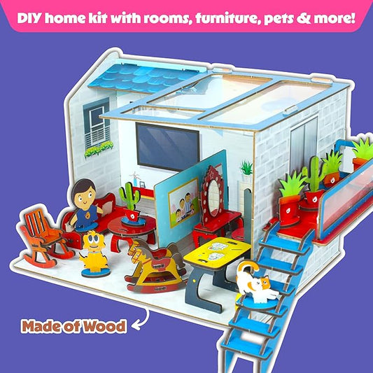 Butterfly Edufields DIY Miniature House Kit | Little Architect 3D Puzzle | Dollhouse with Accessories & Furniture for Kids Ages 5+ Years Boys Girls | Best Christmas Birthday Gifts | STEM Toy