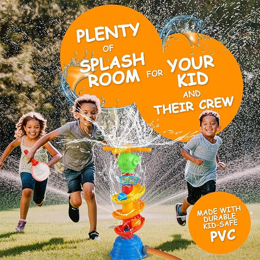 Water Sprinkler Toy for Kids Backyard Fun - 3-in-1 Summer Outdoor Water Toys with Rotating Spray & Catch Game, Splash Toys for Toddlers, Boys, Girls, Pets in Garden or Lawn Play