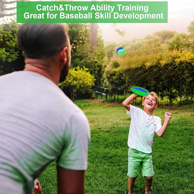 Jalunth Ball Catch Set Game Toss Paddle - Beach Toys Back Yard Outdoor Games Pool Backyard Target Throw Catch Sticky Set Age 3 4 5 6 7 8 9 10 11 12 Years Old Boys Girls Kids Easter Gifts Blue