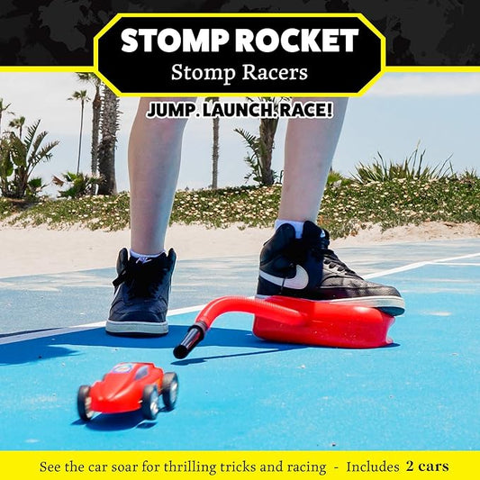 Stomp Racers Air Powered Race Cars by Stomp Rocket, 2 Car Racer Pack - Dueling Stomp Racers Toy Car Launcher - Fun Backyard & Outdoor Multi-Player Kids Toys Gifts for Boys, Girls & Toddlers
