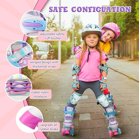 Star Wing Roller Skates for Toddlers & Kids - 4 Size Adjustable Light Up Patines para Niñas, Battery-Free All Illuminating Wheels, Ideal Gift for Girls and Boys Ages 3-12