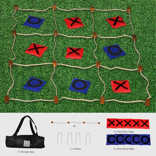 Giant Tic Tac Toe Outdoor Games, Bean Bag Toss for Kids and Adults, 4Ft x 4Ft, Large Backyard Family Game, No Assembly, Indoor Outdoor Play, Portable Giant Lawn Games, Instant Setup