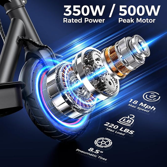 Electric Scooters - Electric Scooter for Kids, 500W/1000W/1500W Motor, 18/25/28 MPH Top Speed, 8.5'' /9.3'' /10'' Tires, 21/28 Miles Long Range, Portable E Scooter for Adults and Teens