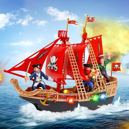 (2-Pack) Scurvy Boys Toy Pirate Ship Adventure Light UP, Sound