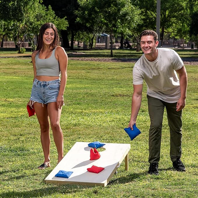 JOYIN 16 Cornhole Bean Bags for Tossing (4.7” x 4.7”), Durable Nylon All-Weather Game, Includes 15 Bean Bags and a Carry Bag, Cornhole Game Set, Party Supplies for Kids & Adults