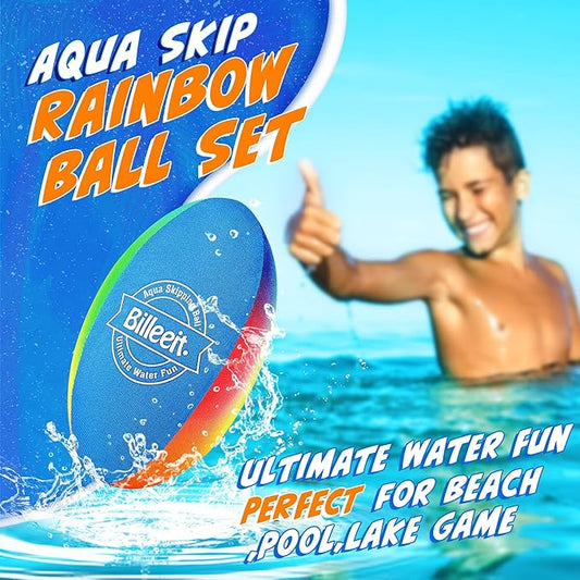 5Pcs Water Skipping Balls Set for Pool Play, Multi-Colored Splash Water Bouncing Balls, Fun Water Pool Beach Swim Toys & Games for Kids 3+ 4-8-12 and Adults