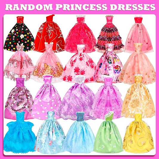 71 Pcs Doll Clothes and Accessories, 5 Wedding Gowns 9 Fashion Dresses 3 Tops 3 Pants 3 Bikini Swimsuits 20 Shoes for 11.5 inch Doll Christmas Stocking Stuffers Girls Gift Age 5-7 8-10
