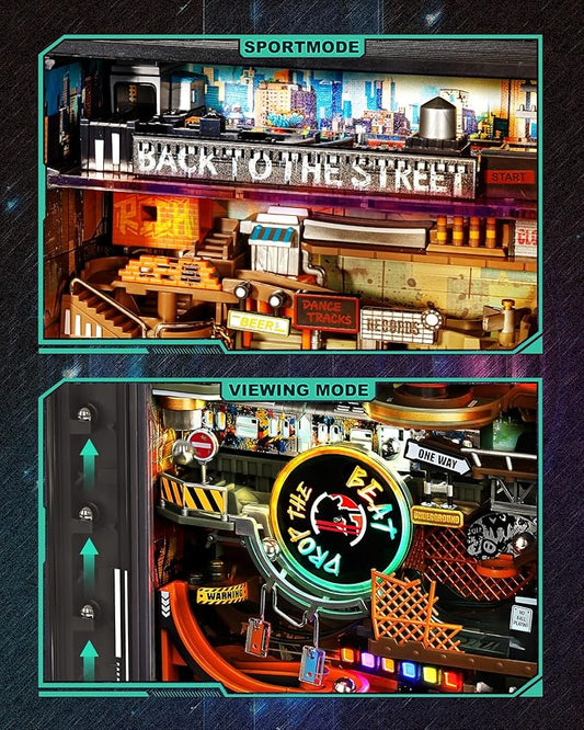 ROKR Marble Run Mechanical 3D Puzzles for Adults& Teens, DIY Miniature Model Building Kit, Parallel World Hip-Hop Street MR03S