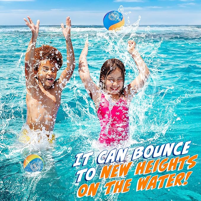 5Pcs Water Skipping Balls Set for Pool Play, Multi-Colored Splash Water Bouncing Balls, Fun Water Pool Beach Swim Toys & Games for Kids 3+ 4-8-12 and Adults