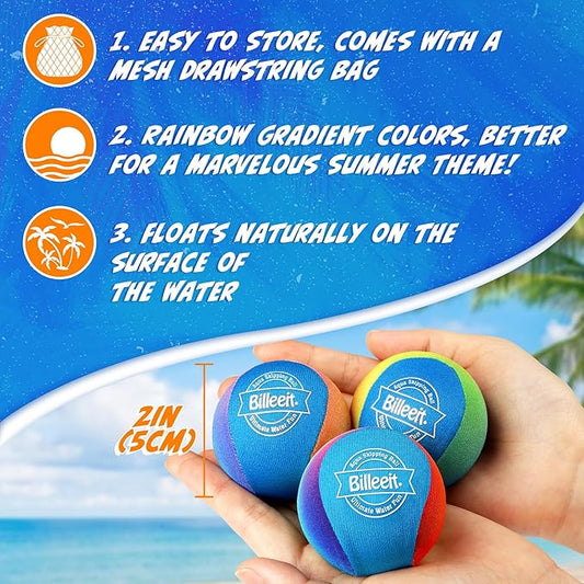 5Pcs Water Skipping Balls Set for Pool Play, Multi-Colored Splash Water Bouncing Balls, Fun Water Pool Beach Swim Toys & Games for Kids 3+ 4-8-12 and Adults