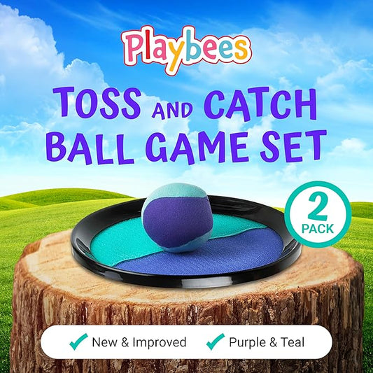 Toss and Catch Ball Game Classic Outdoor Yard Games for 3-10 Year Old Perfect Beach Toys Backyard Lawn Sport Activity Family Indoor & Outside Games Sport Pool Toys Paddle Game (4 Paddles 4 Balls)
