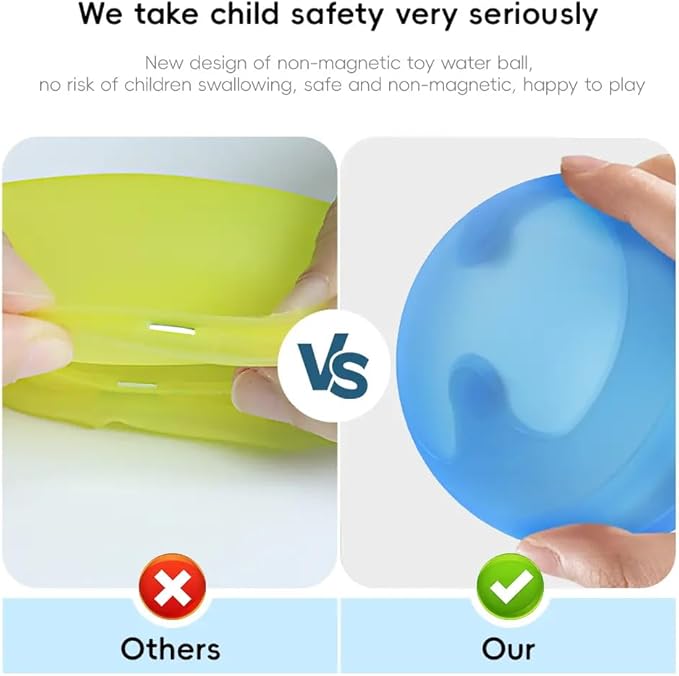 Reusable Water Balloons for Kids - No Magnets, Leak-Resistant Silicone Splash Balls, Quick-Fill & Long-Lasting - Durable Outdoor Water Toys for Summer Pool Party, Backyard Water Games