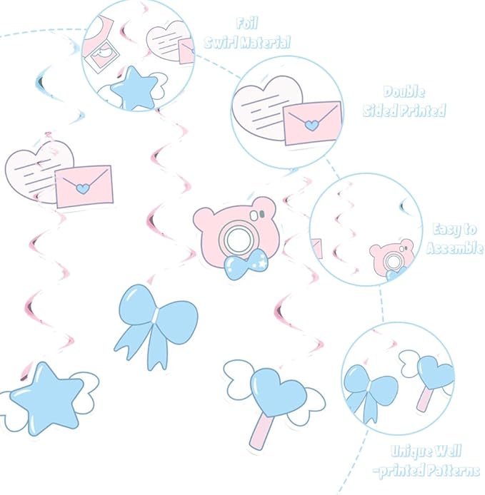 12pcs Cinna-morolls Hanging Swirl Party Decoration,Cartoon Party Decoration,Cinna-morolls Party Swirls,Suitable for Cartoon Dog Party Decoration Supplies