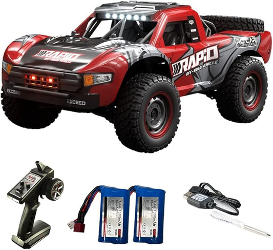 1/14 Hobby RC Truck for Adults, 30 MPH High Speed Remote Control 4WD Car, All Terrain Rock Crawler Truck for Boys 4X4 Off-Road Racing Car with 2 Batteries