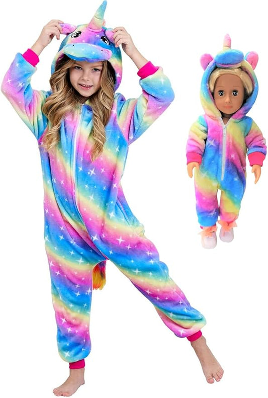 Unicorn Hooded Onesie Girls Halloween One Piece Kids Costume